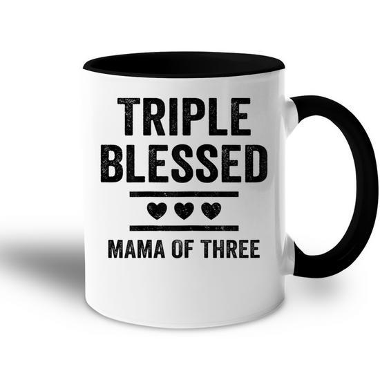 Triple Blessed Mama of Three Boys Girls Kids Blessed Mom Gift Women's Accent Mug