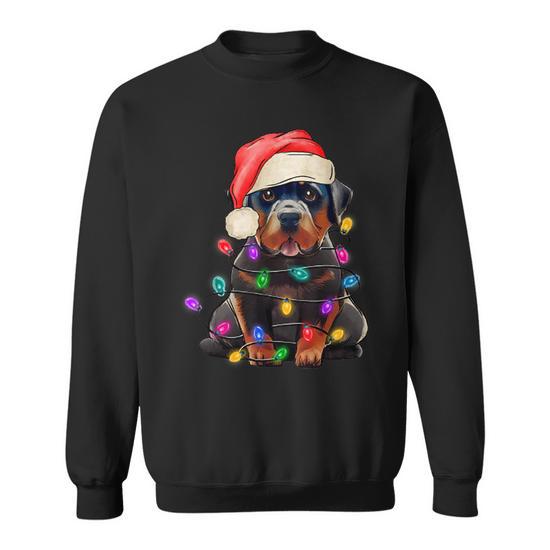 Black Lab Labrador Christmas Tree Light Pajama Dog Xmas Men Women Sweatshirt Graphic Print Unisex Seseable UK