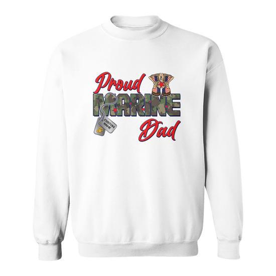 Proud Marine Dad Personalize Dog Tags Sweatshirt Monsterry