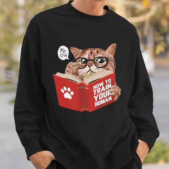 Meow How To Train Your Human Funny Cat Sweatshirt Monsterry