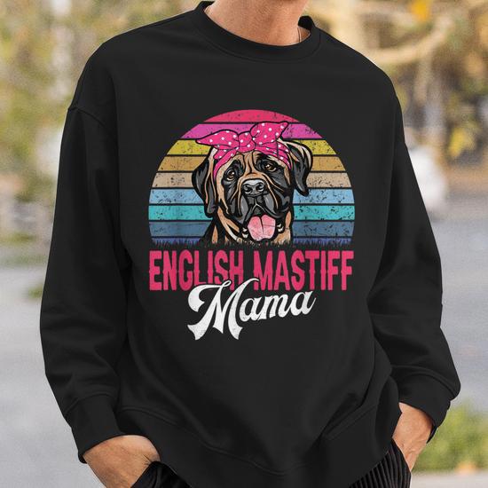 Vintage English Mastiff Mama Dog Mom Men Women Sweatshirt Graphic Print Unisex Seseable CA