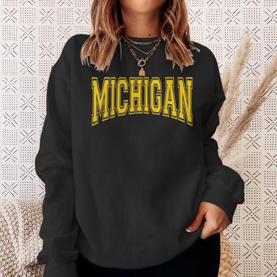 Michigan Mi Usa United States Font Men Women Sweatshirt Graphic Print Unisex Seseable UK