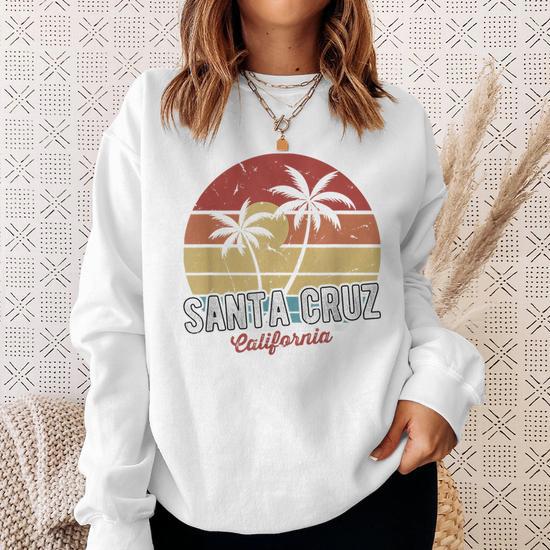 Santa Cruz California 70S Beach Surfing Retro Sweatshirt Mazezy UK