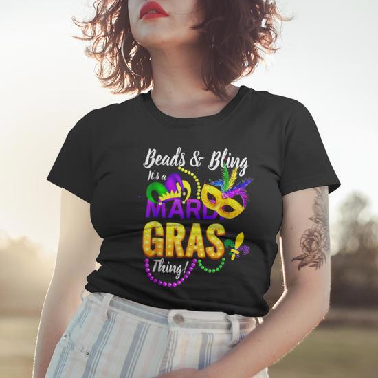 Beads And Bling It's A Mardi Gras Thing Fun Design Long Sleeve T-Shirt