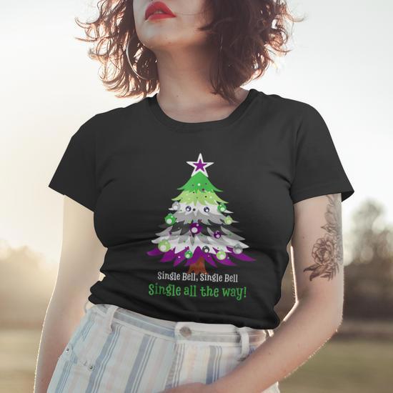 Woffccrd Women's Funny Christmas Tree Graphic Tee - Rainbow Colorful Holiday T-Shirt (Short Sleeve) - View #12