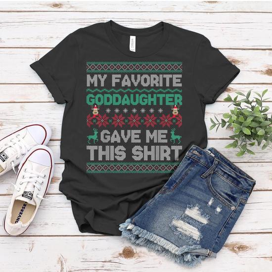 Funny Xmas Gift Goddaughter To Godfather Godmother Women T shirt Thegiftio UK