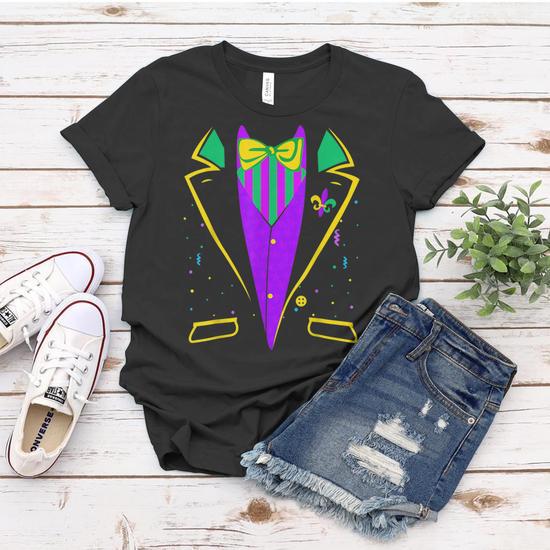 Mardi Gras Tuxedo Costume Funny Carnival Parade Design Women T shirt Thegiftio UK