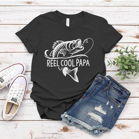 Mens Reel Cool Papa Fishing Dad Gifts Fathers Day Fisherman Fish Tshirt  Women T-shirt - Monsterry