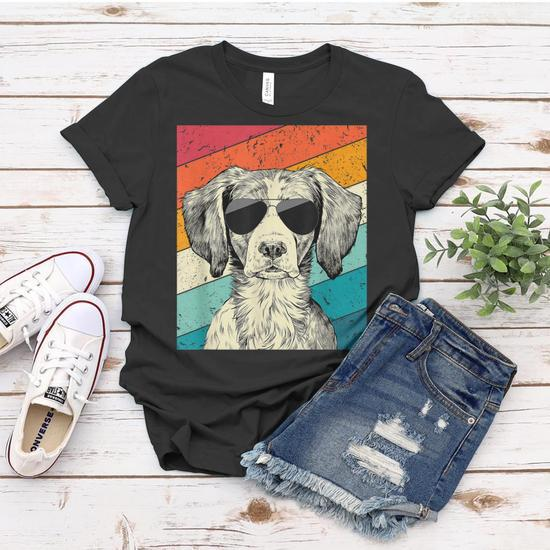 Retro Vintage Brittany Spaniel With Sunglasses Dog Lovers Women T shirt Mazezy