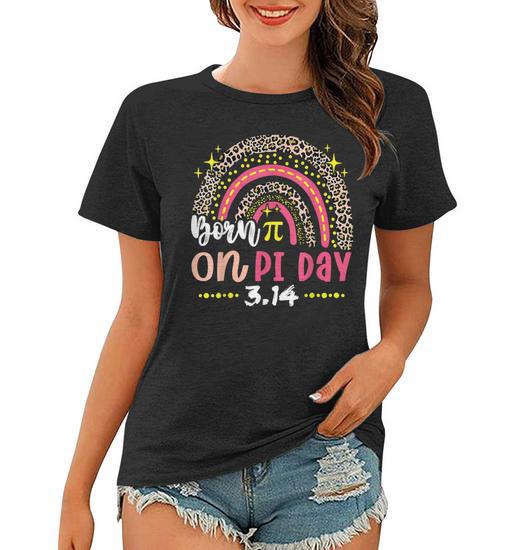 Leopard Rainbow Born on Pi Day Birthday Women Girls Kids Women T-Shirt