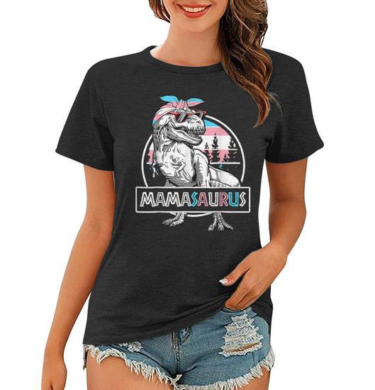 Mamasaurus Dinosaur Mama Saurus Protect Trans Kids Mom Ally Women T-Shirt