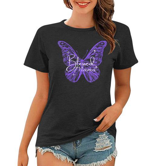 Women's Blessed Mama Mothers Day Butterfly Design to Celebrate Mom Women's T-Shirt