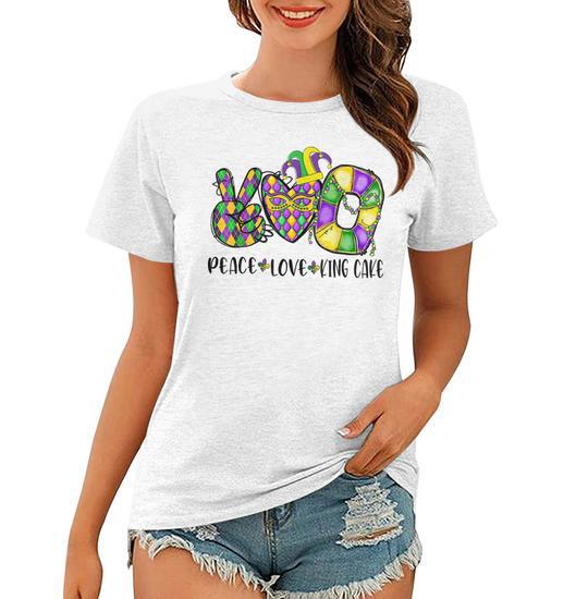 Peace Love King Cake Mardi Gras Party Carnival King Long Sleeve T-Shirt  T-Shirt