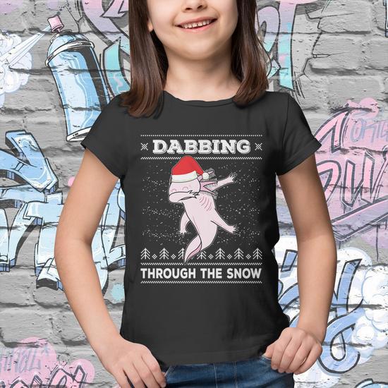 Dabbing Through The Snow Dab Axolotl Ugly Christmas Sweater Gift Youth T shirt Monsterry