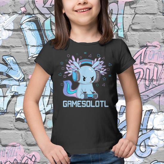 T-shirt Gamer Axolotl Gamesolotl - Design Mignon Anime, Coupe Unisex, 100% Coton, Tailles S à 3XL