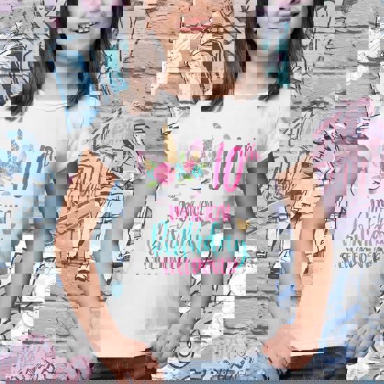 Unicorn 10th Magical Birthday Sleepover Party Shirt Girl Tee