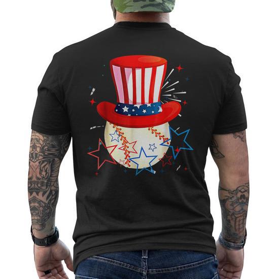 Baseball Uncle Sam 4Th Of July Boys American Flag Men's Back Print