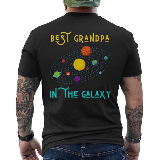 Best Grandpa in the Galaxy Funny Milky Way Dad Science Space Men's Back T-Shirt