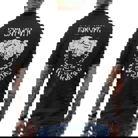 Down With My Demons Deal Handshake Aesthetic Goth Men's Back Print