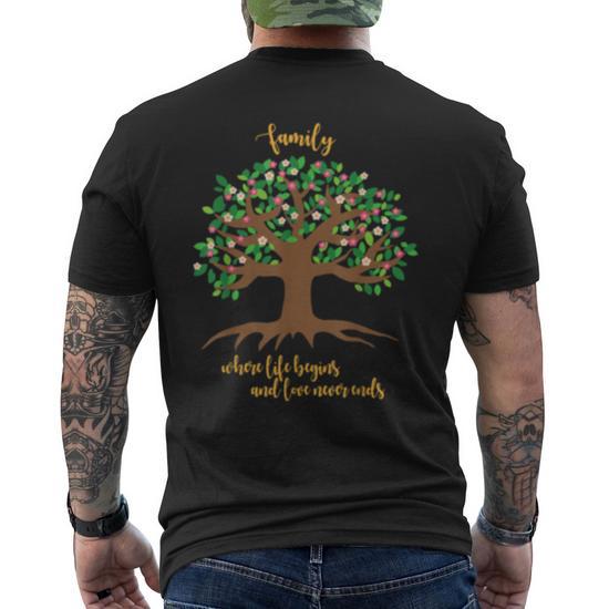 Family Where Life Begins And Love Never Ends Family Tree Men s T shirt Back Print Seseable UK