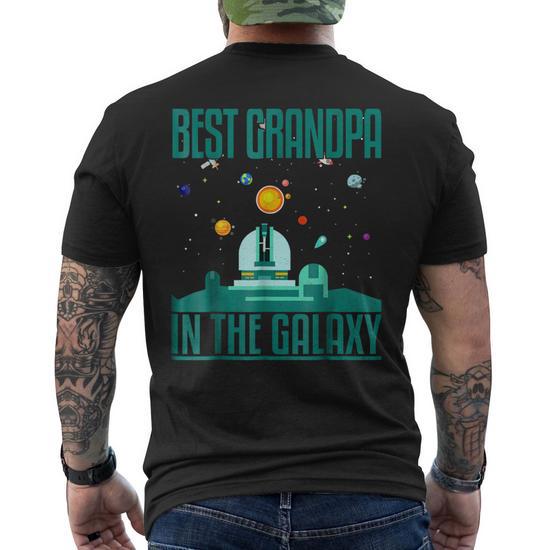 Funny Best Grandpa in the Galaxy for Granddad Men's Back T-Shirt