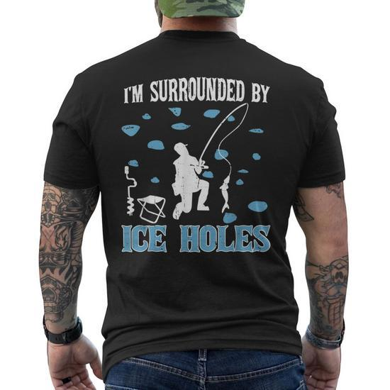 Funny Ice Fishing Sayings For Fishing Grandpa Dad Men Mens Back Print T- shirt