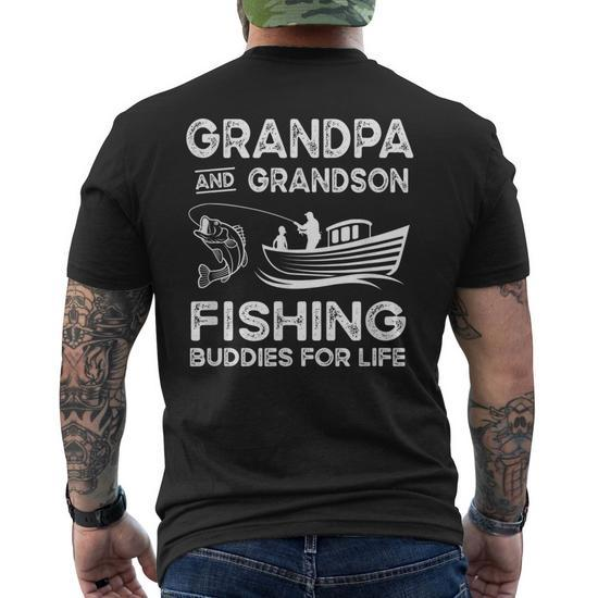 Grandpa And Grandson Fishing Buddies For Life Matching Men's Back
