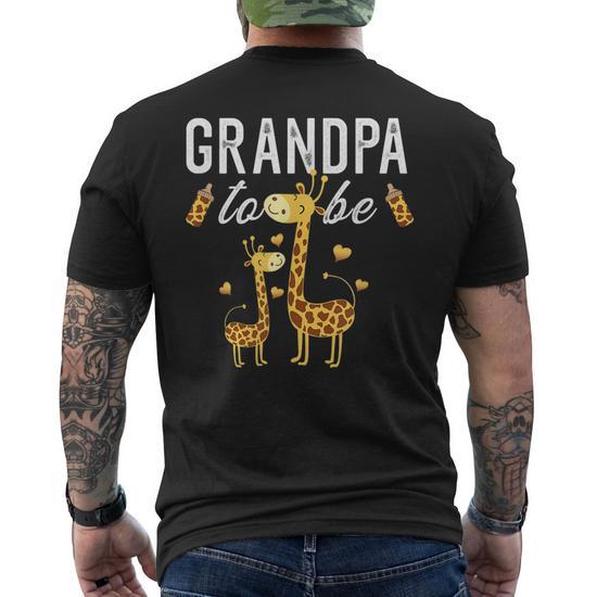 Grandpa-to-Be Giraffe Baby Shower Cute Grandpa Gift for Men's S Back T-Shirt