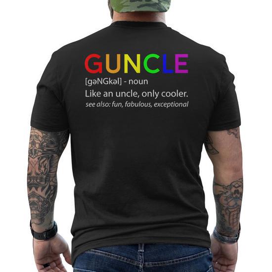 Guncle Rainbow Uncle LGBT Gay Pride Gifts Men's Back T-Shirt