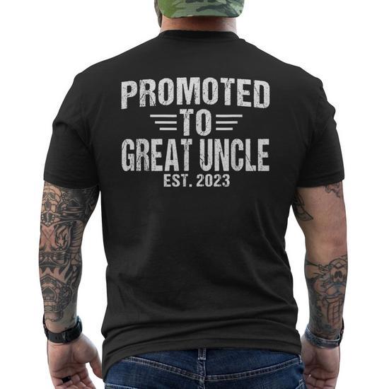 Men's Promoted to Great Uncle 2023 Soon to Be Uncle New Uncle Men's Back T-Shirt