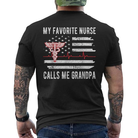 My Favorite Nurse Calls Me Grandpa Nurse Granddad Gift for Men's S Back T-Shirt