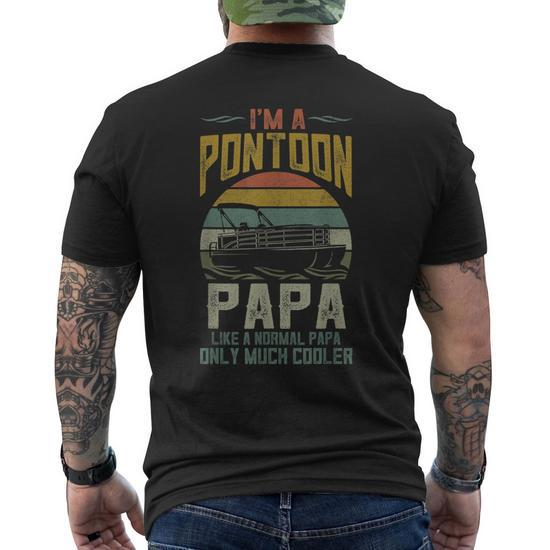 Pontoon Boat Papa Father's Day Boating Captain Grandpa Gift for Men's S-Back T-Shirt
