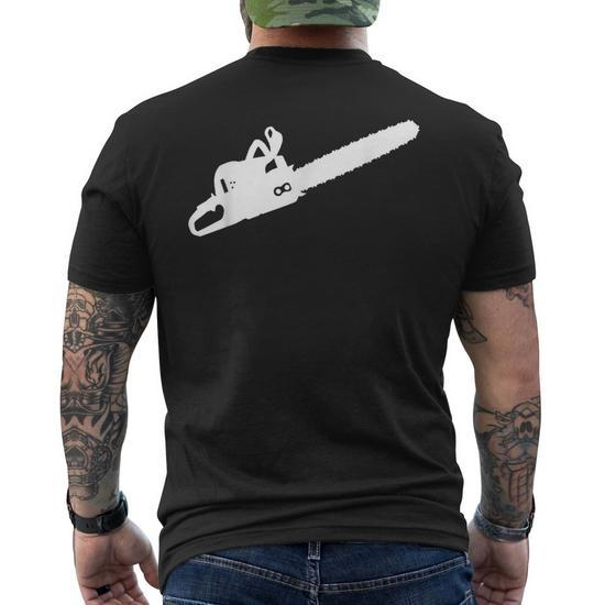 Silhouette Lumberjack Chainsaw Woodworker Arborist Logger Men's Back Print  T-shirt