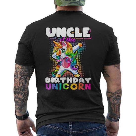 Uncle of Birthday Unicorn Dabbing Unicorn Matching Family Men's Back T-Shirt