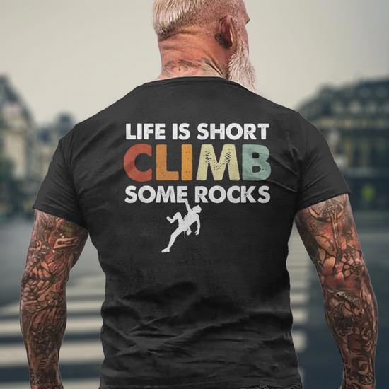 Climbing - Vintage Rock Climbing Men's Back Print T-shirt