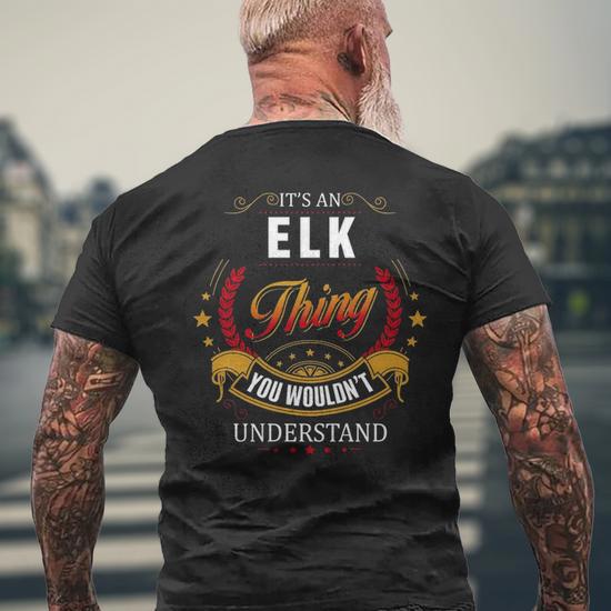 Elk Family Crest Elk Elk Clothing Elk T Elk T For The Elk Men s T shirt Back Print Seseable UK