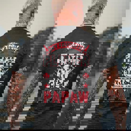 Mens My Favorite Player Calls Me Papa Shirt Grandpa Baseball Gift