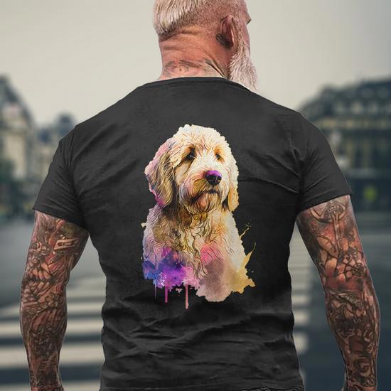 Golden Doodle Colors Colorful Men's Back Print T-shirt | Mazezy