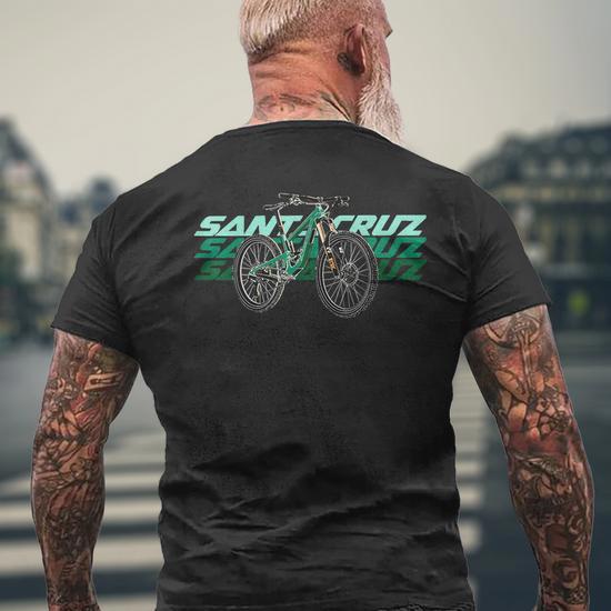 Green Santa Cruz Bike Men s T shirt Back Print Thegiftio UK