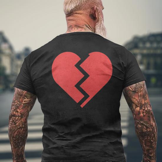 Heartbreak Broken Heart Graphic Print Chic Stylish Fashion Men's Back Print  T-shirt | Mazezy