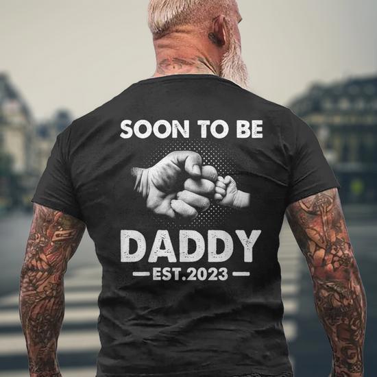 Promoted To Daddy 2022 T-Shirt - First Time Dad Gift, Black, Large, 50% Cotton Comfort Fit - View #3