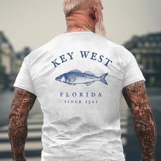 Key West Florida Vintage Fishing Men's Back Print T-shirt