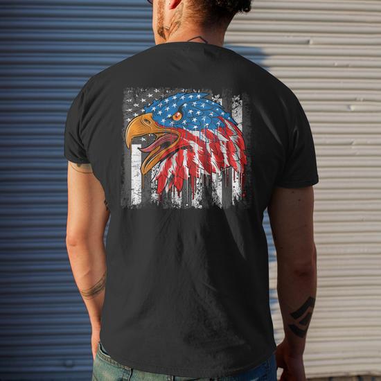 America Eagle Veterans Day Men s T shirt Back Print Seseable UK