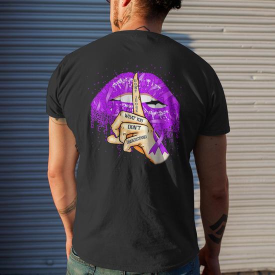 Dont Judge What You Dont Understand Lupus Purple Lips Men s T shirt Back Print Thegiftio UK