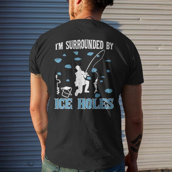 Funny Ice Fishing Sayings For Fishing Grandpa Dad Men Mens Back Print  T-shirt