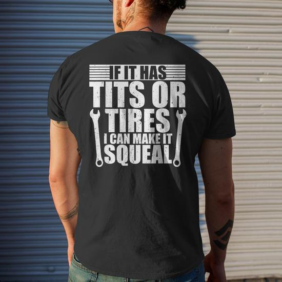Funny Mechanics Tits And Tires Car Tools Kit Cool Mechanic Gift For Mens  Mens Back Print T-shirt