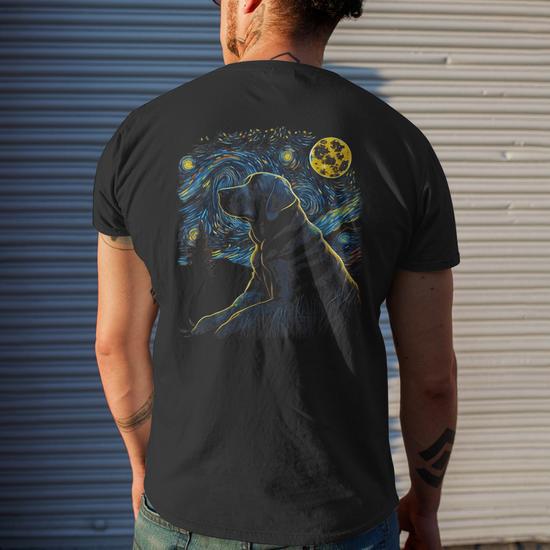 Labrador Retriever Starry Night Dogs Lover's Back T-Shirt - Close-Up View