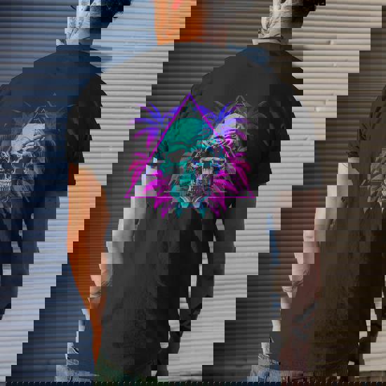 Skull Vaporwave Retrowave Aesthetic Synthwave 80S Palm Tree