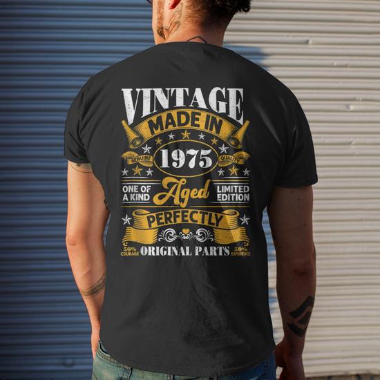 Vintage Since 1975 Shirt - Distressed 50th Birthday Gift For Men - Custom Year & Color - View #2