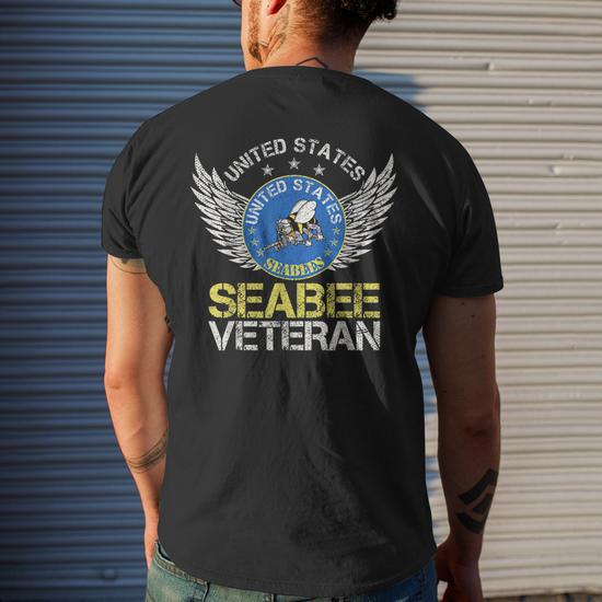 Vintage United States Navy Seabee Veteran T-Shirt - Side View